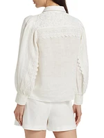 Linen Lace-Paneled Blouse