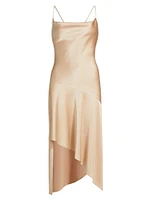 Harmony Satin Asymmetric Midi-Dress