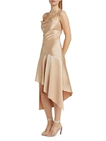 Harmony Satin Asymmetric Midi-Dress