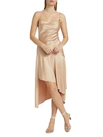 Harmony Satin Asymmetric Midi-Dress