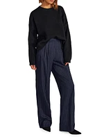 The Favorite Pinstriped Wide-Leg Pants