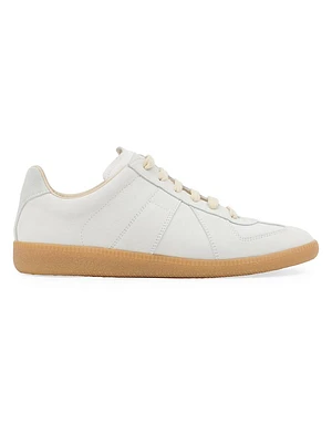 Replica Contrast-Trim Leather Low-Top Sneakers