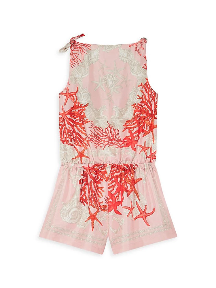 Little Girl's & Barocco Sea Twill Silk Romper