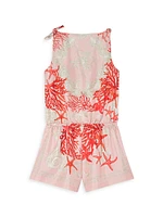 Little Girl's & Barocco Sea Twill Silk Romper