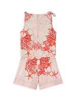 Little Girl's & Barocco Sea Twill Silk Romper