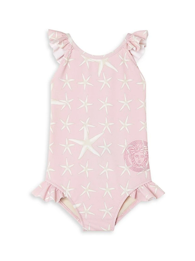 Baby Girl's Sea Starfish Print One-Piece Swimsuit