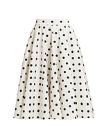 Cotton Polka Dot Midi-Skirt