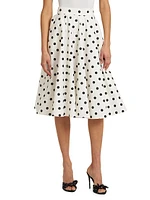 Cotton Polka Dot Midi-Skirt