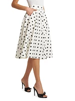 Cotton Polka Dot Midi-Skirt