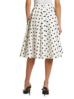 Cotton Polka Dot Midi-Skirt