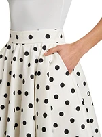 Cotton Polka Dot Midi-Skirt