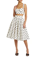 Cotton Polka Dot Midi-Skirt