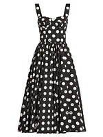 Polka Dot Poplin A-Line Midi-Dress