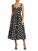 Polka Dot Poplin A-Line Midi-Dress