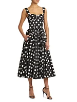 Polka Dot Poplin A-Line Midi-Dress