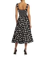 Polka Dot Poplin A-Line Midi-Dress