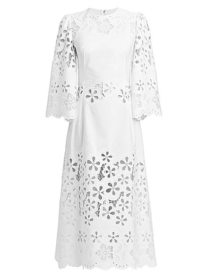 Floral Cotton-Blend Midi-Dress