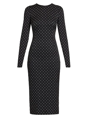 Polka Dot Silk Charmeuse Midi-Dress