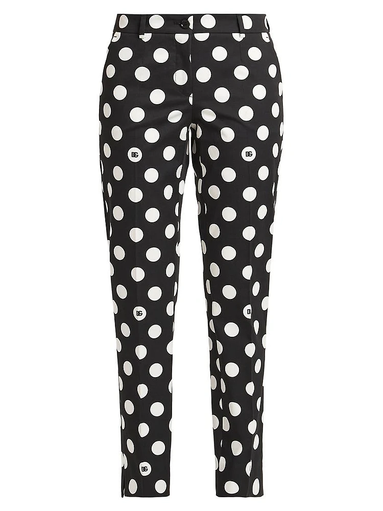 Polka-Dot Cotton-Blend Pants