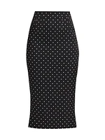 Polka Dot Silk Charmeuse Pencil Skirt