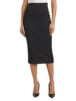 Polka Dot Silk Charmeuse Pencil Skirt