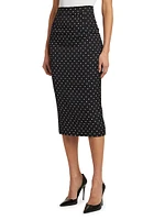 Polka Dot Silk Charmeuse Pencil Skirt