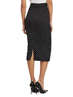 Polka Dot Silk Charmeuse Pencil Skirt