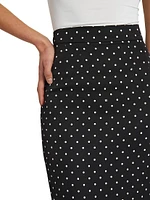 Polka Dot Silk Charmeuse Pencil Skirt