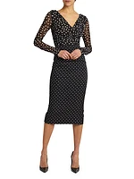 Polka Dot Silk Charmeuse Pencil Skirt