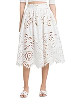 Floral Eyelet Midi-Skirt