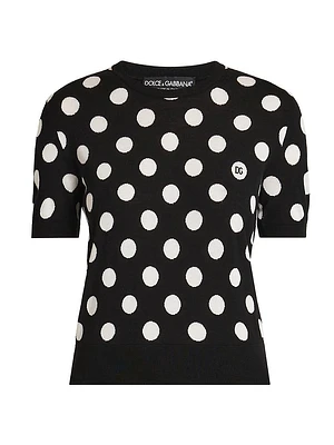 Polka-Dot Wool & Silk-Blend Top