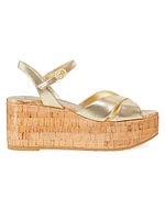 Carmen Metallic Cork Wedge Sandals