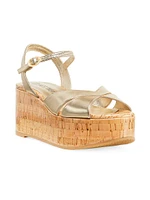 Carmen Metallic Cork Wedge Sandals