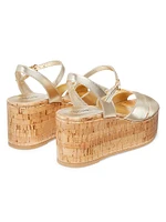 Carmen Metallic Cork Wedge Sandals