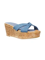 Carmen 30MM Denim & Cork Wedge Sandals