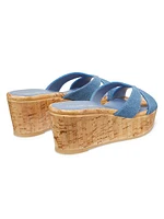 Carmen 30MM Denim & Cork Wedge Sandals