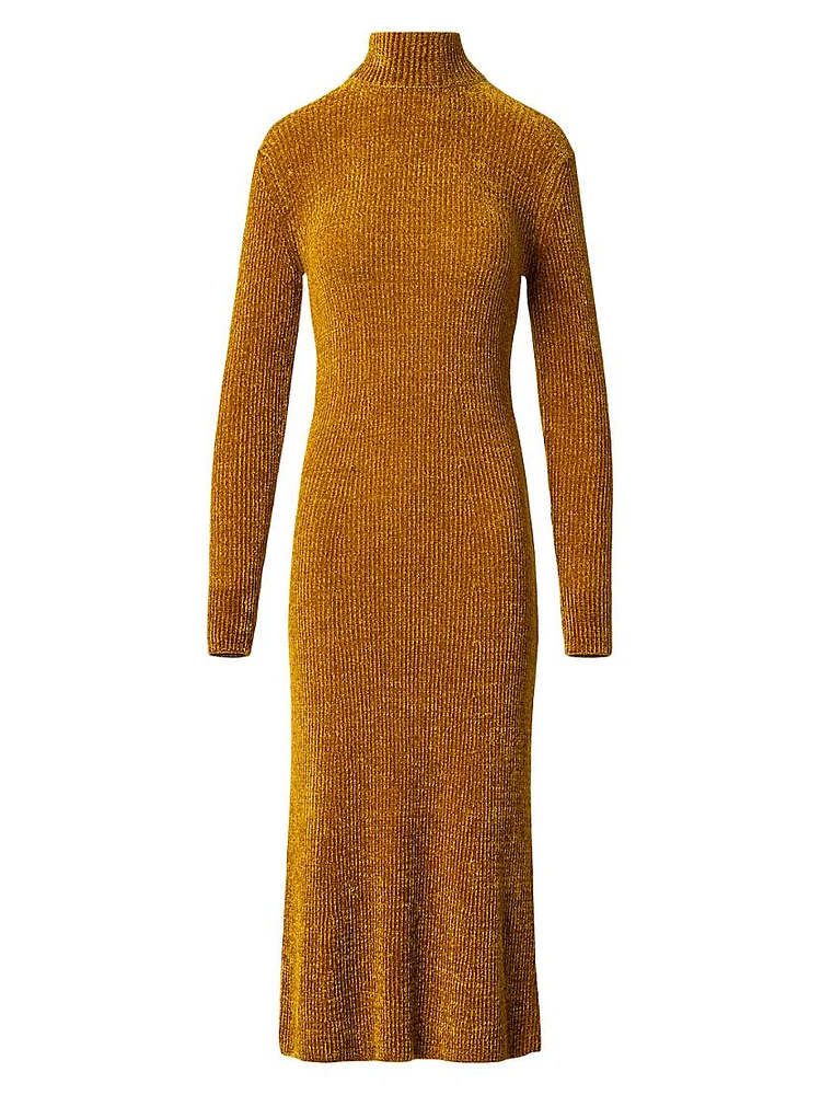 Chenille Rib-Knit Tube Midi-Dress