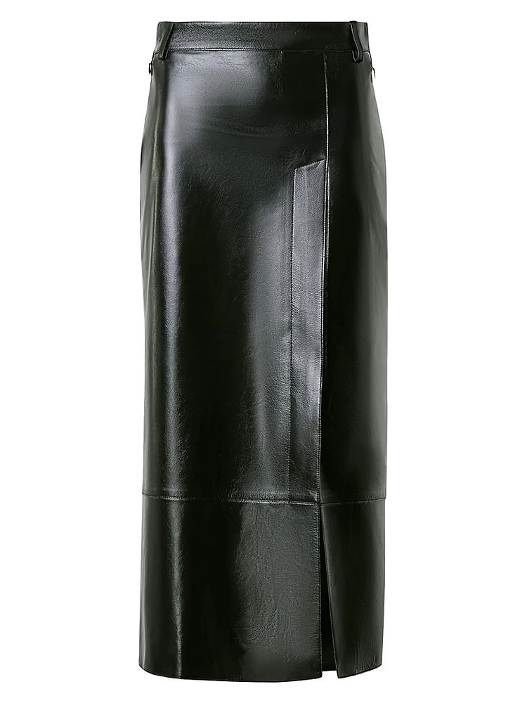 Leather Pencil Midi-Skirt