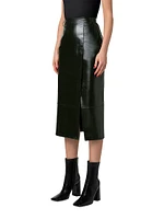 Leather Pencil Midi-Skirt