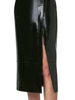 Leather Pencil Midi-Skirt