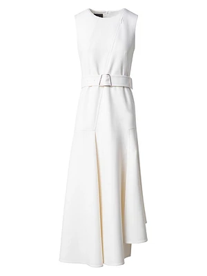 Double-Face Cotton A-Line Midi-Dress