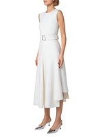 Double-Face Cotton A-Line Midi-Dress