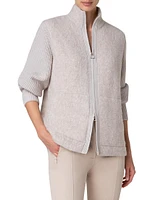 Cashmere-Silk Bouclé Zip Jacket