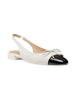 Sleek Bow Leather Slingback Flats