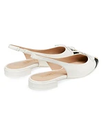 Sleek Bow Leather Slingback Flats