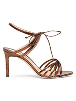 85MM Laminated Ayers Snakeskin & Leather Ankle-Wrap Sandals