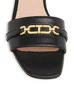 Logo Chain-Link Leather Slide Sandals