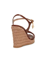 85MM Lizard-Embossed Leather Wedge Sandals