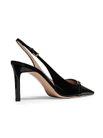 100MM Patent Leather Slingback Pumps