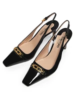 100MM Patent Leather Slingback Pumps